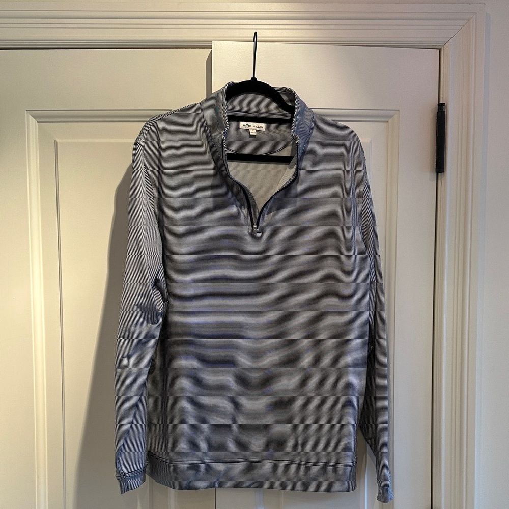 Peter Millar Navy and White Striped Pullover